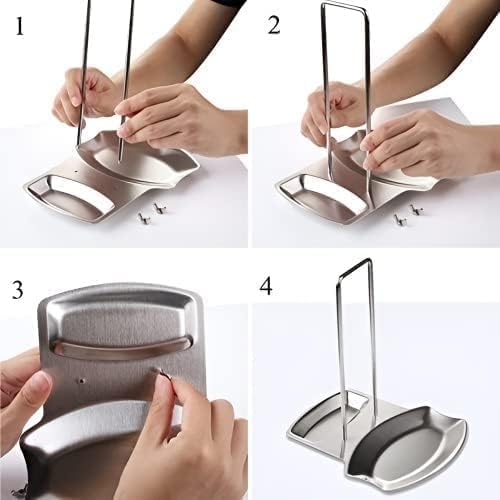 Stainless Steel Pot Lid Holder & Spoon Rest Stand – Silver