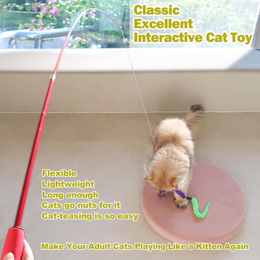27-Piece Interactive Cat Toy Set with Telescopic Feather Teaser Wand