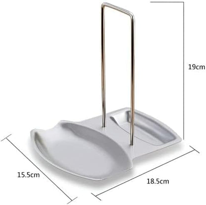 Stainless Steel Pot Lid Holder & Spoon Rest Stand – Silver