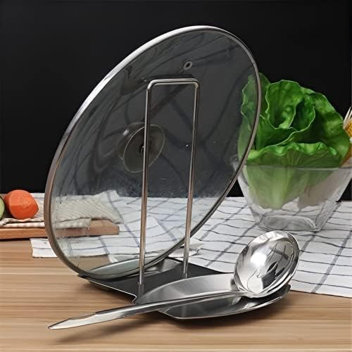 Stainless Steel Pot Lid Holder & Spoon Rest Stand – Silver