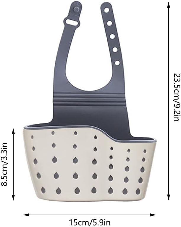 Adjustable Sink Caddy with Drainage – Sponge, Soap & Brush Holder, Grey