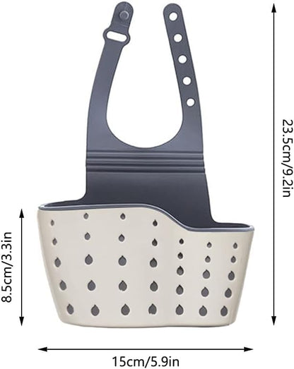 Adjustable Sink Caddy with Drainage – Sponge, Soap & Brush Holder, Grey