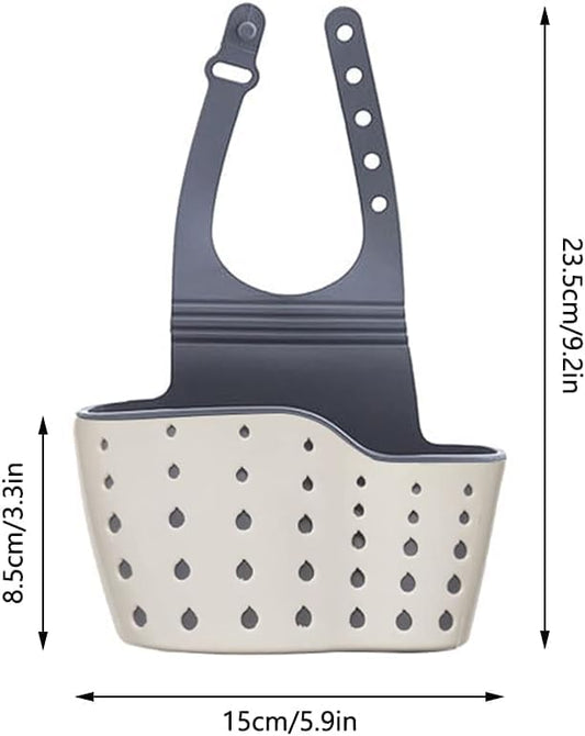 Adjustable Sink Caddy with Drainage – Sponge, Soap & Brush Holder, Grey
