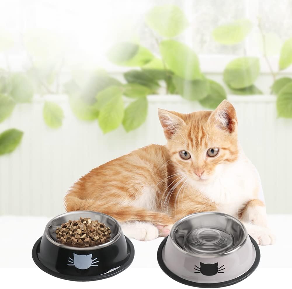 2-Pack Stainless Steel Pet Bowls with Non-Slip Rubber Base – 8 oz