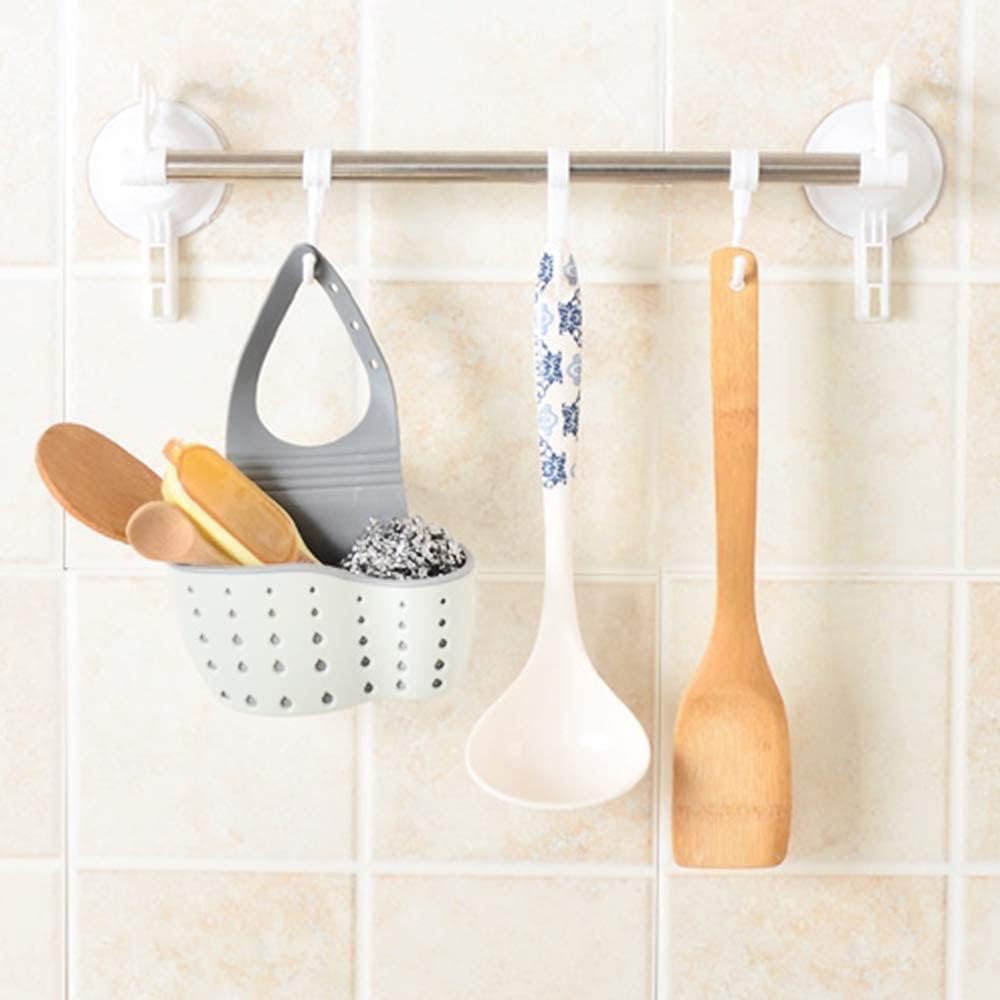 Adjustable Sink Caddy with Drainage – Sponge, Soap & Brush Holder, Grey