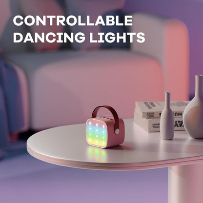 Portable Mini Bluetooth Karaoke Machine with Wireless Microphone – Light Pink