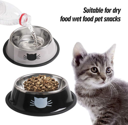 2-Pack Stainless Steel Pet Bowls with Non-Slip Rubber Base – 8 oz