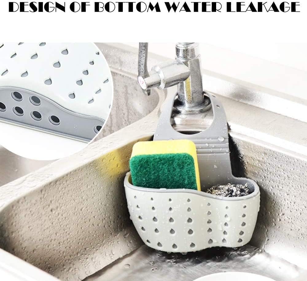 Adjustable Sink Caddy with Drainage – Sponge, Soap & Brush Holder, Grey