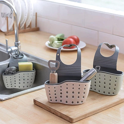 Adjustable Sink Caddy with Drainage – Sponge, Soap & Brush Holder, Grey