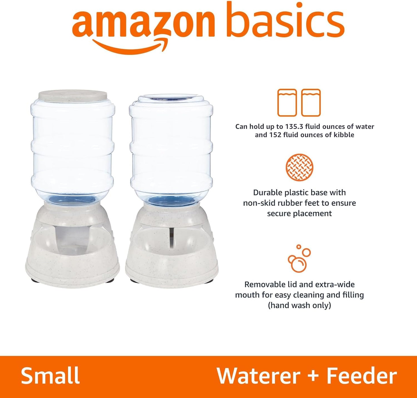 Gravity Pet Food Feeder & Water Dispenser Set – 6 lb / 1 Gallon, Grey