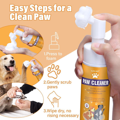 No-Rinse Pet Paw Cleaner Foam with Silicone Brush – 150 ml