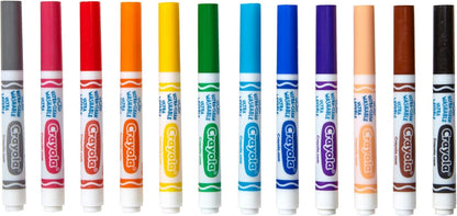 Crayola Ultra-Clean Washable Broad Line Markers – 12 Assorted Colours