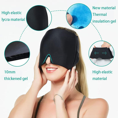 Reusable Cooling Gel Head & Eye Mask for Relaxation – Black