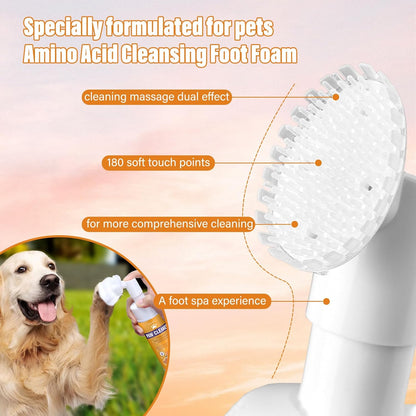 No-Rinse Pet Paw Cleaner Foam with Silicone Brush – 150 ml