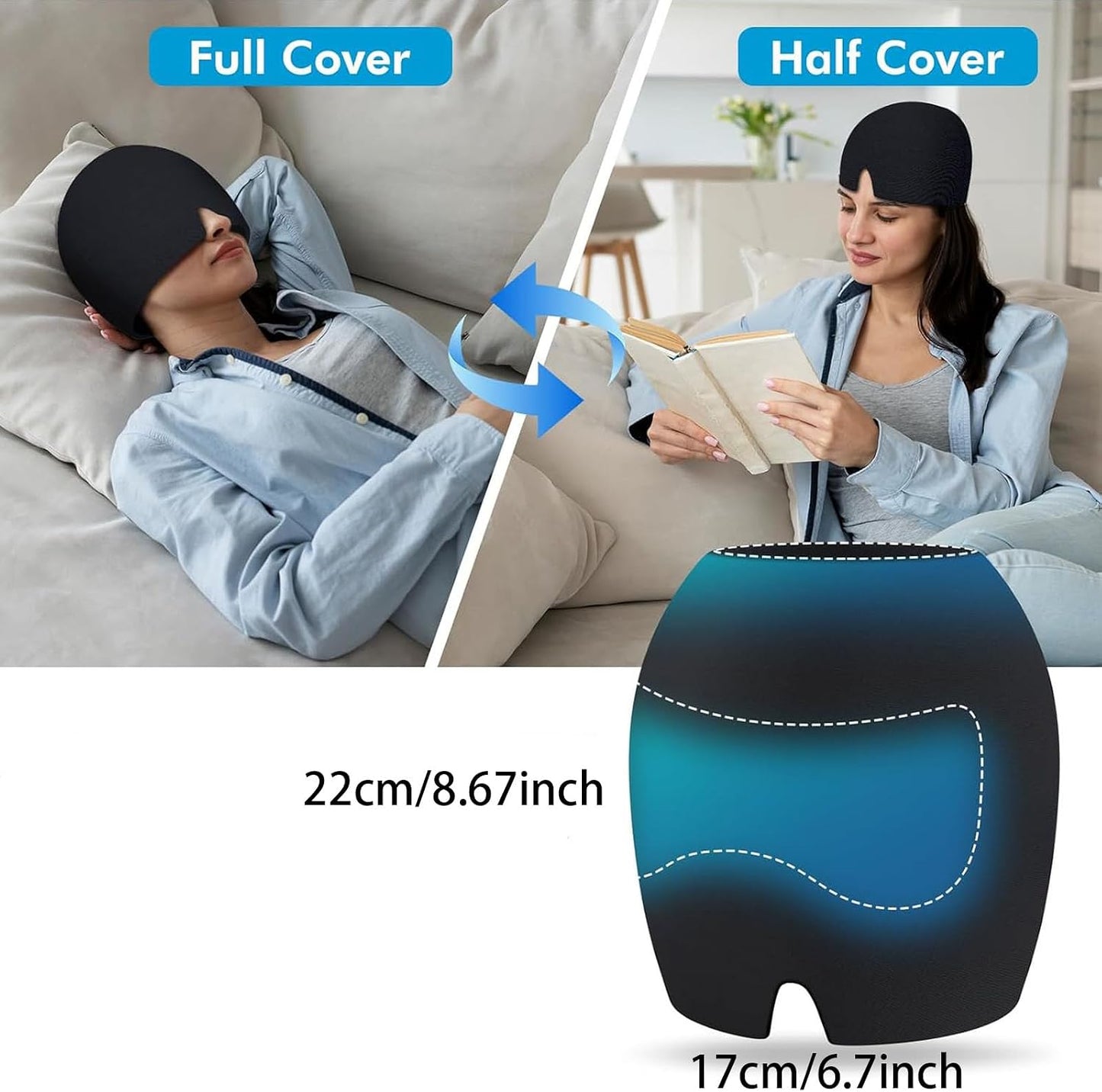 Reusable Cooling Gel Head & Eye Mask for Relaxation – Black
