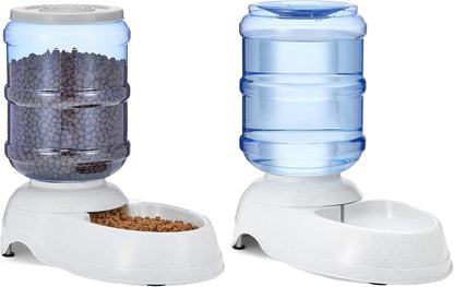 Gravity Pet Food Feeder & Water Dispenser Set – 6 lb / 1 Gallon, Grey