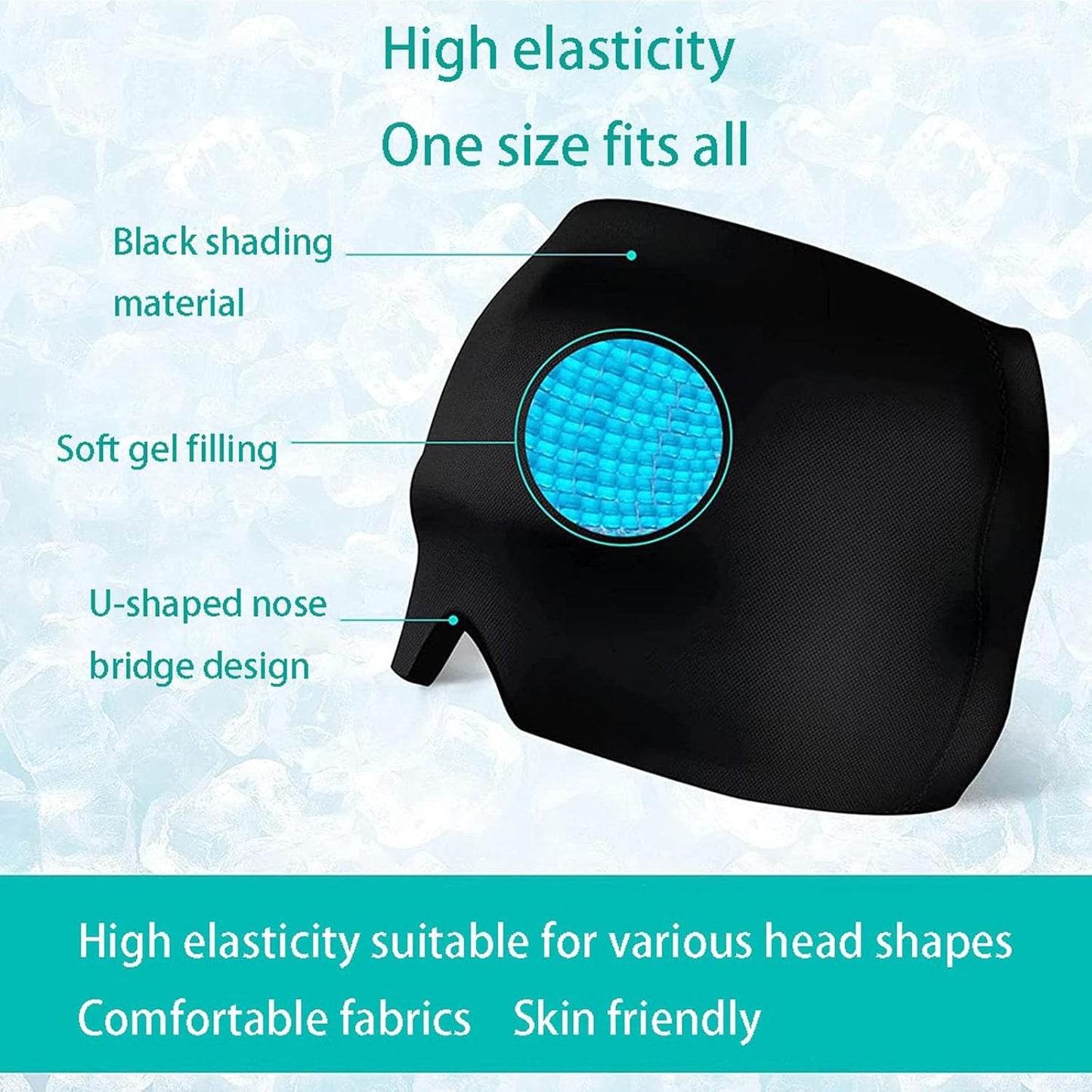 Reusable Cooling Gel Head & Eye Mask for Relaxation – Black