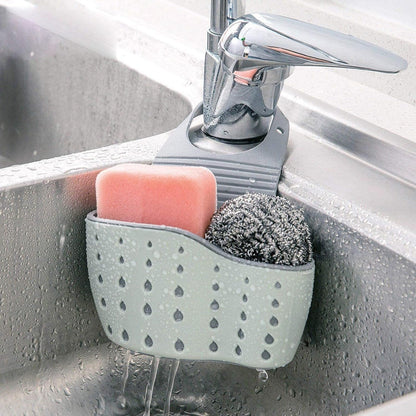 Adjustable Sink Caddy with Drainage – Sponge, Soap & Brush Holder, Grey