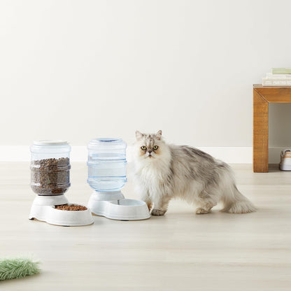 Gravity Pet Food Feeder & Water Dispenser Set – 6 lb / 1 Gallon, Grey
