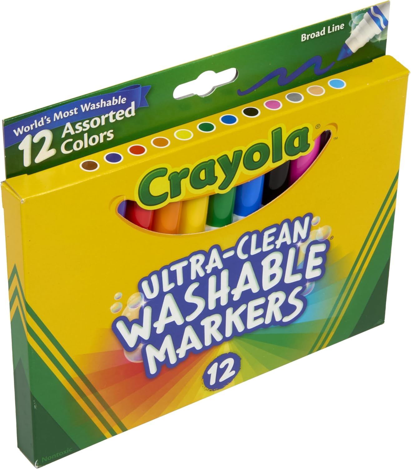 Crayola Ultra-Clean Washable Broad Line Markers – 12 Assorted Colours
