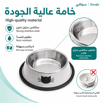 2-Pack Stainless Steel Pet Bowls with Non-Slip Rubber Base – 8 oz