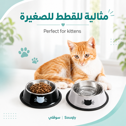 2-Pack Stainless Steel Pet Bowls with Non-Slip Rubber Base – 8 oz