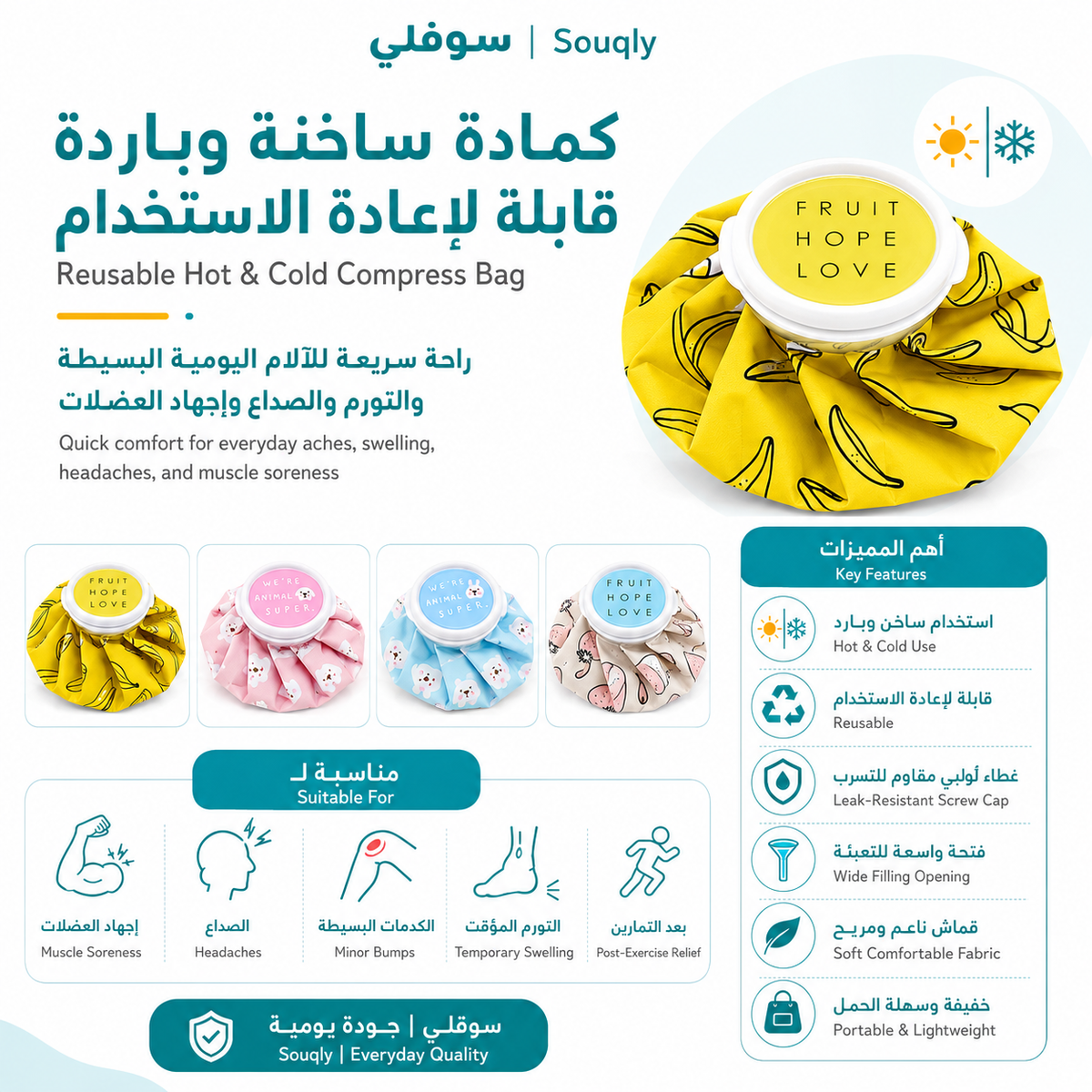 Reusable Hot & Cold Compress Ice Bag with Leak-Resistant Cap