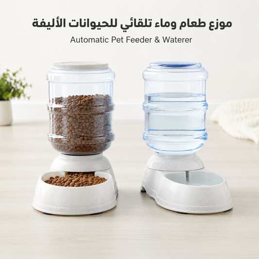 Gravity Pet Food Feeder & Water Dispenser Set – 6 lb / 1 Gallon, Grey