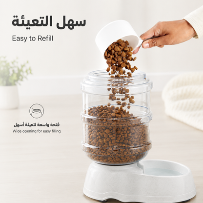 Gravity Pet Food Feeder & Water Dispenser Set – 6 lb / 1 Gallon, Grey