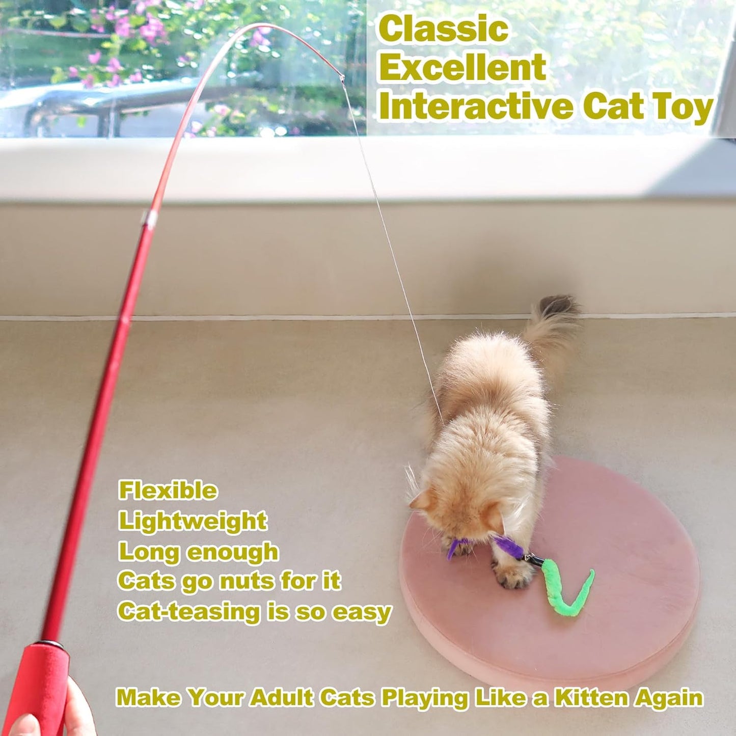 27-Piece Interactive Cat Toy Set with Telescopic Feather Teaser Wand