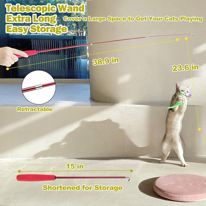 27-Piece Interactive Cat Toy Set with Telescopic Feather Teaser Wand