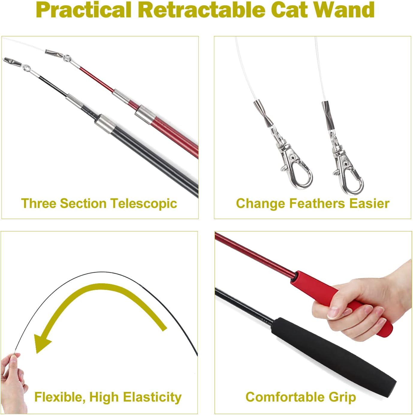 27-Piece Interactive Cat Toy Set with Telescopic Feather Teaser Wand