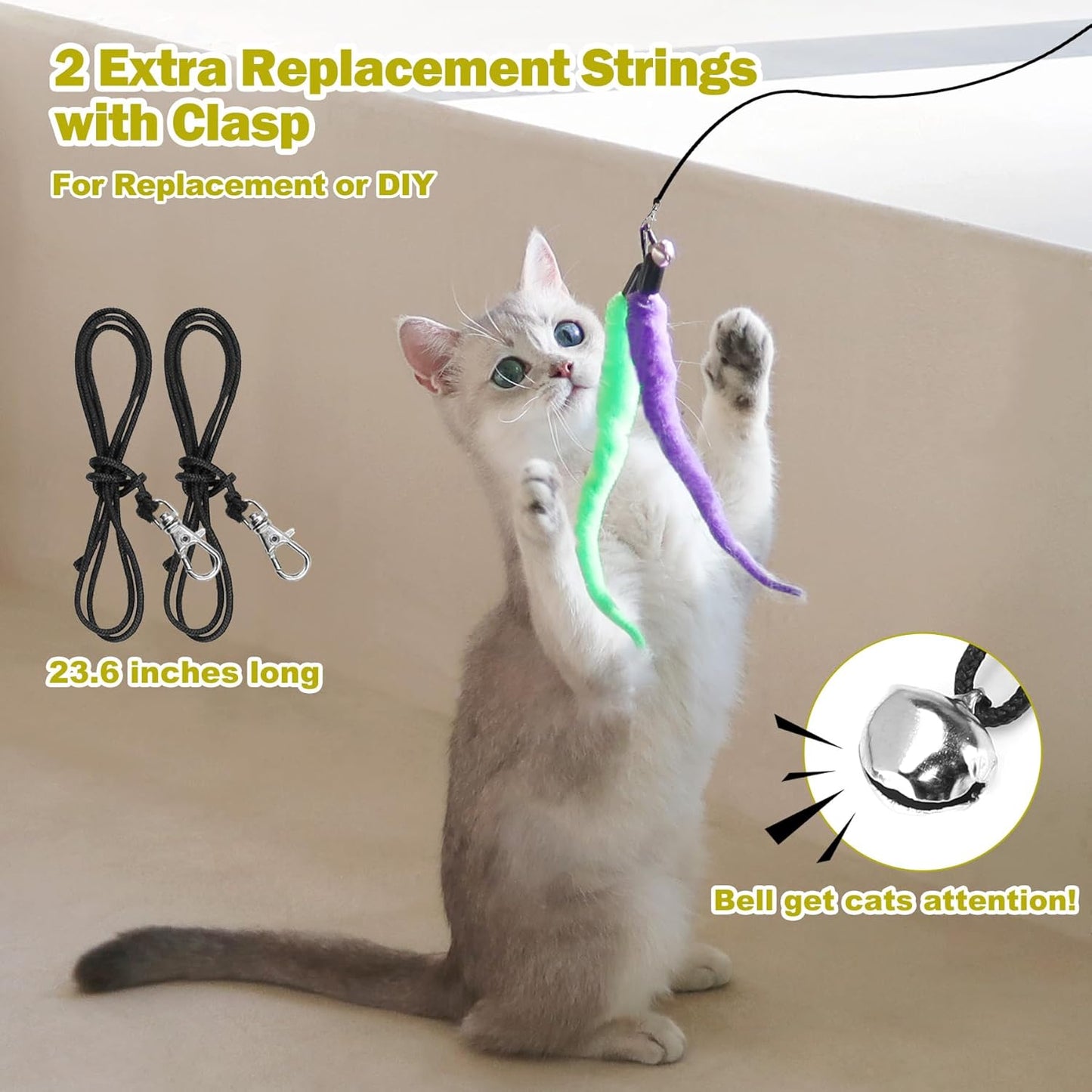 27-Piece Interactive Cat Toy Set with Telescopic Feather Teaser Wand