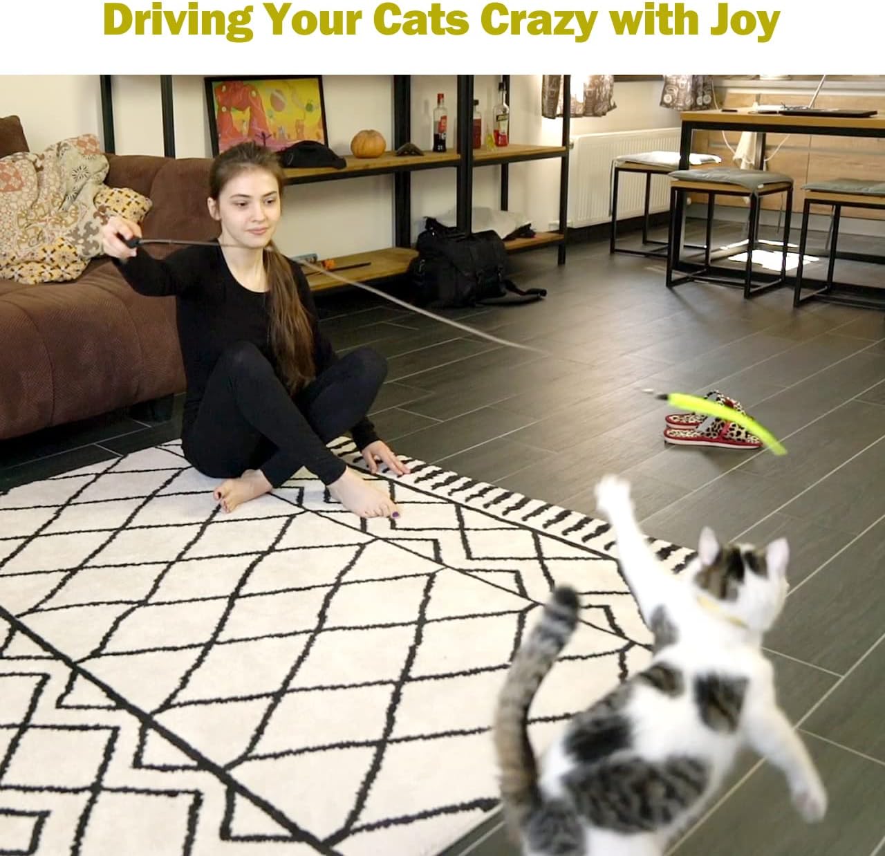 27-Piece Interactive Cat Toy Set with Telescopic Feather Teaser Wand