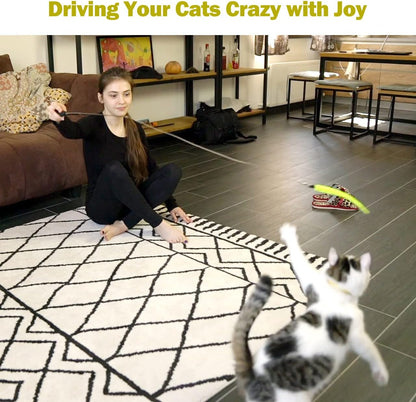 27-Piece Interactive Cat Toy Set with Telescopic Feather Teaser Wand