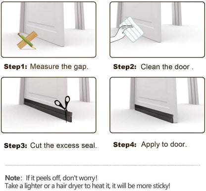 Silicone Door Draft Stopper & Adhesive Bottom Seal – 39 x 2 Inch