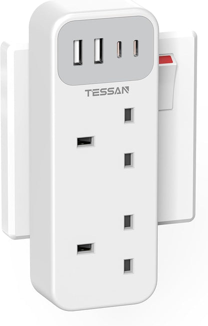 8-Way Multi-Plug Extension with 4 USB Ports (2 USB-C)