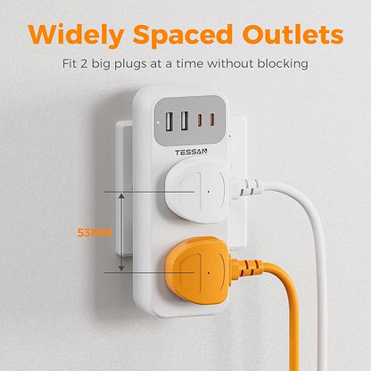 8-Way Multi-Plug Extension with 4 USB Ports (2 USB-C)