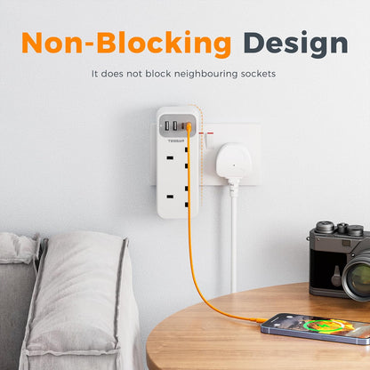 8-Way Multi-Plug Extension with 4 USB Ports (2 USB-C)