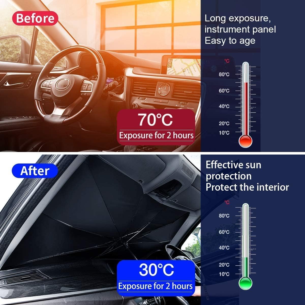 Foldable Car Windshield Sun Shade Umbrella – 125 × 79 cm